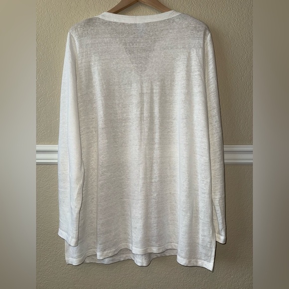 Chico’s 100% Linen Embellished V-Neck Tunic White Size XL - Picture 4 of 12